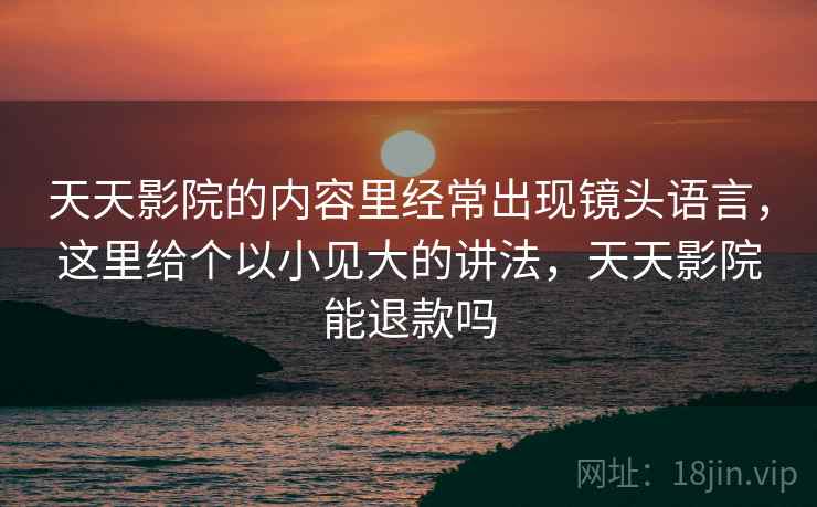 天天影院的内容里经常出现镜头语言，这里给个以小见大的讲法，天天影院能退款吗